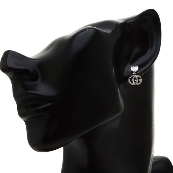 GUCCI GG running diamond earrings K18 white gold ladies - Picture 3 of 4